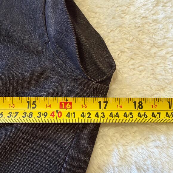 Calvin Klein Sheath Dress Size 2 Black Denim Sleeveless Snap Button Business - Picture 8 of 10